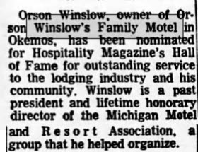Winslows Family Motel - July 1967 Owner Hall Of Fame
